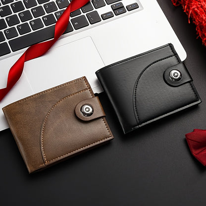 Men's Short Wallet with Magnetic Closure, PU Leather Coin Purse, Fashionable Card Holder with 5 Card Slots, ID Organizer, Suitable for Daily Outings