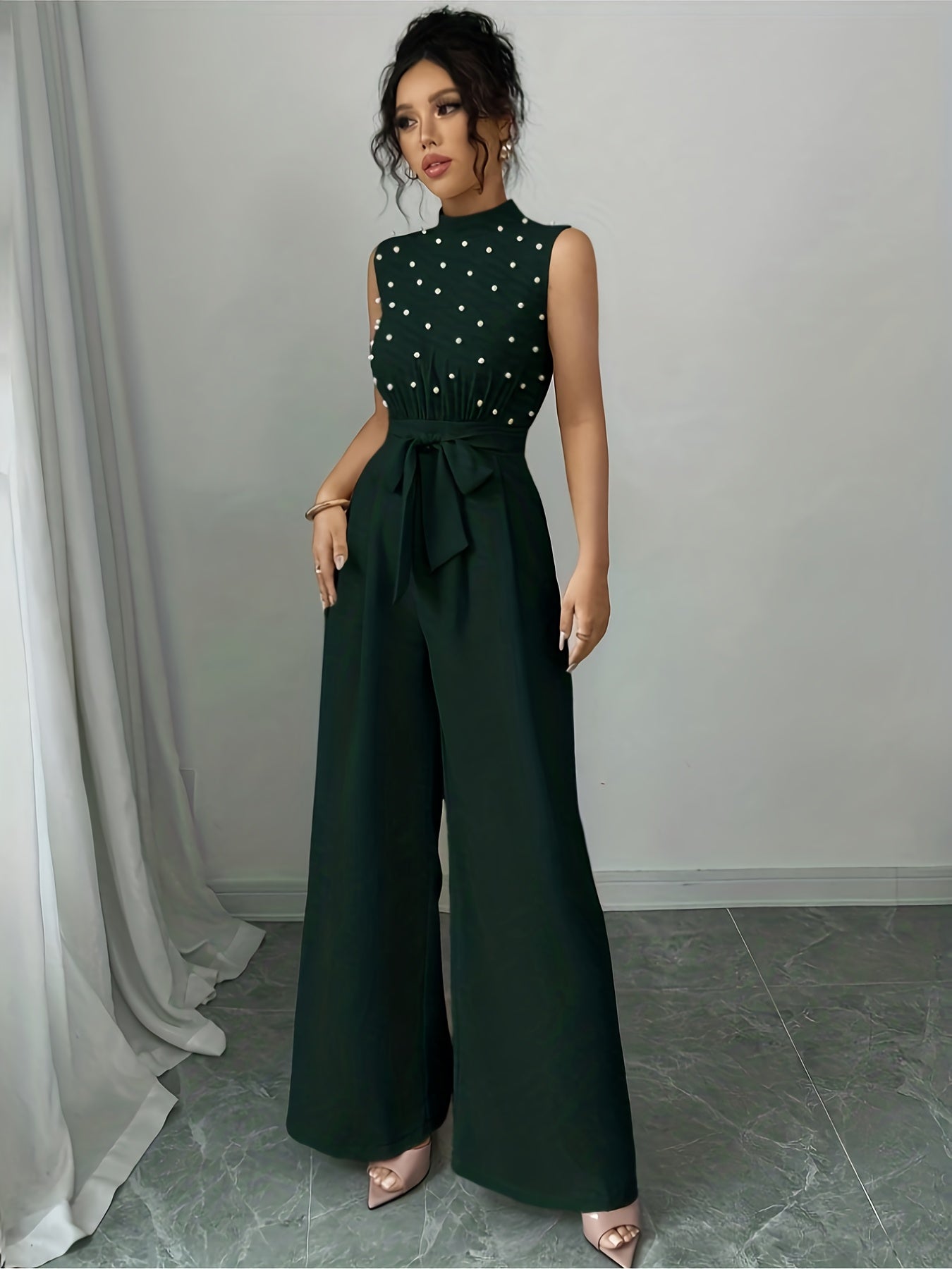 Sleeveless High-Neck Wide-Leg Jumpsuit