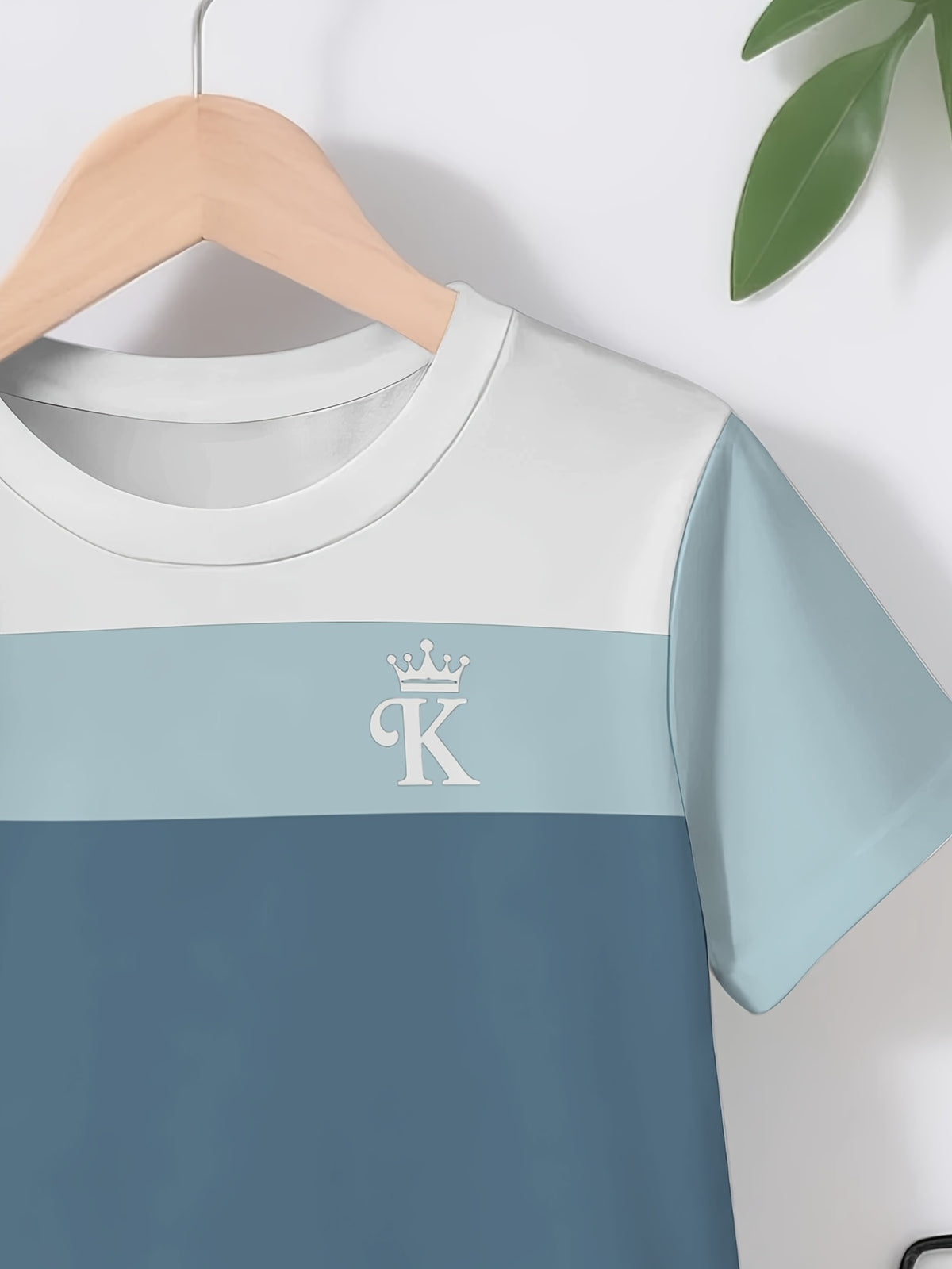 Boys' Casual Summer Short Set with Crown Letter K Print