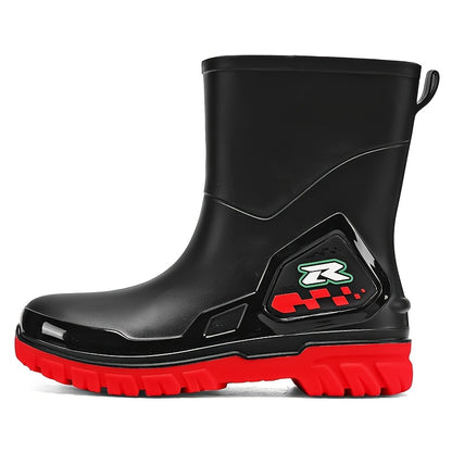 Men's Mid-Calf Rubber Rain Boots for Outdoor and Casual Wear