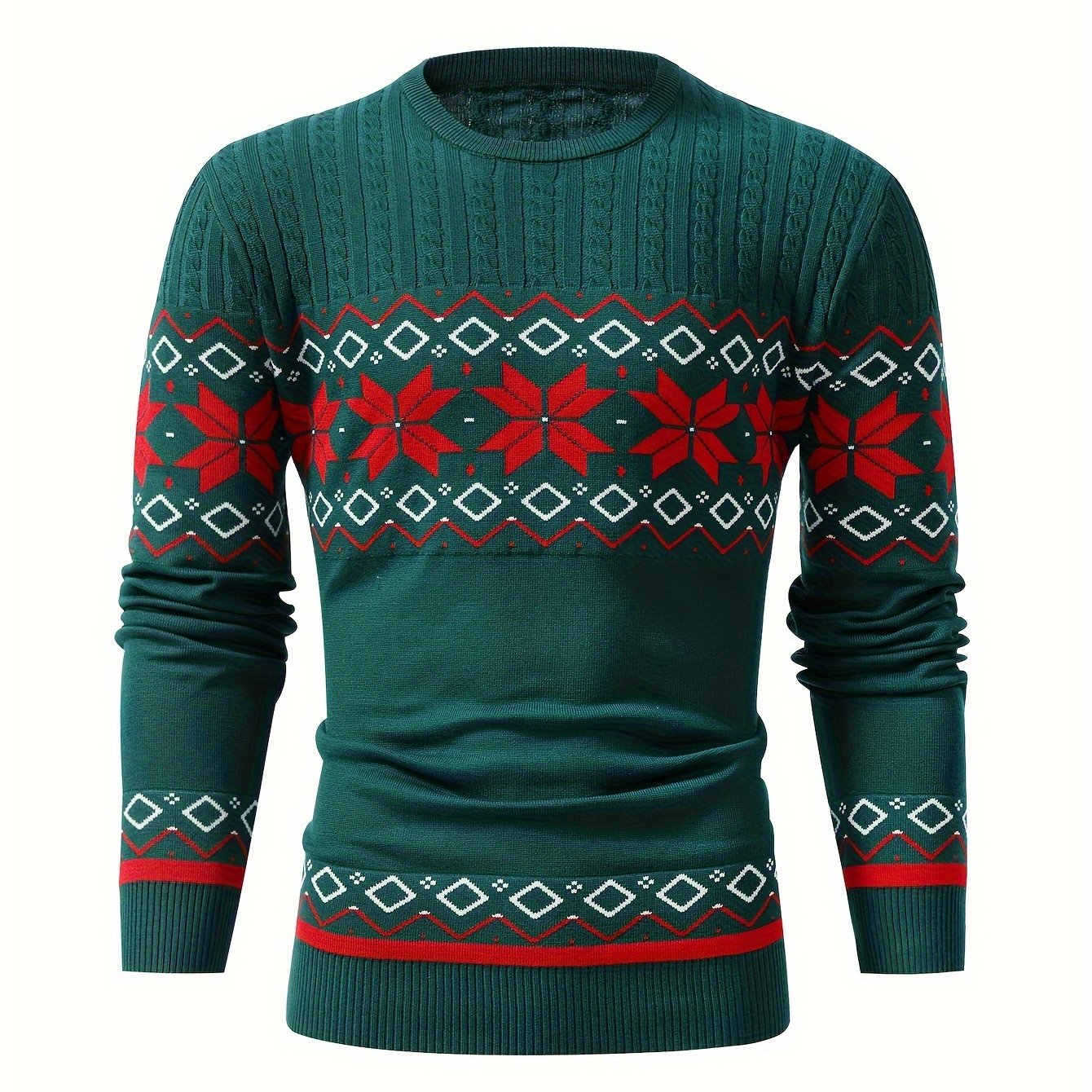 Men'S Jacquard Casual Knitted Warm Top