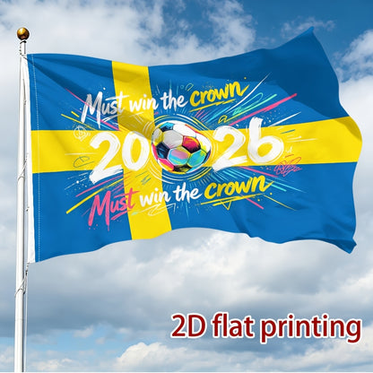 Sweden 2026 Football Fan Support Flag - Polyester, Single-Sided Print