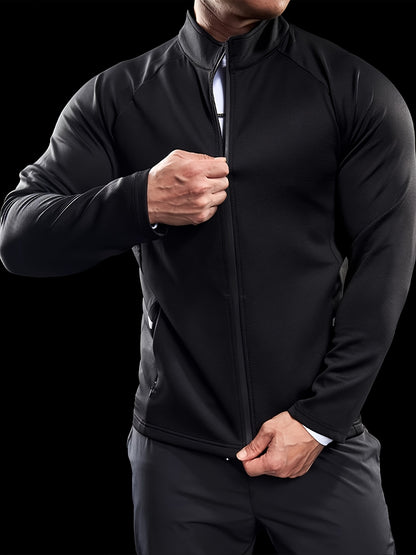 Men's Athletic Jacket - Quick-Dry Gym Coat with Zipper Closure, Lightweight Workout Jacket for Running, Hiking, Training - Olive Green Athletic Outerwear (Machine Washable) - Bodybuilding & Casual Streetwear, Workout Clothes,