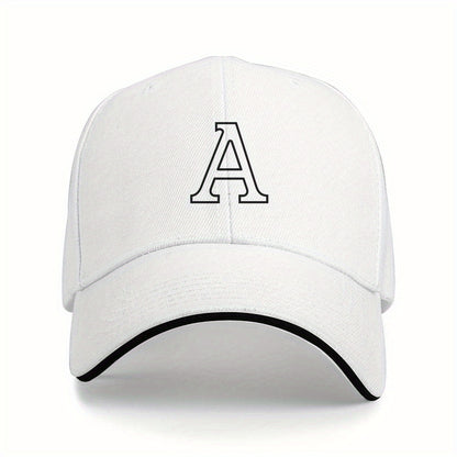 Lightweight Sports Baseball Cap with Ornate Letter A Print