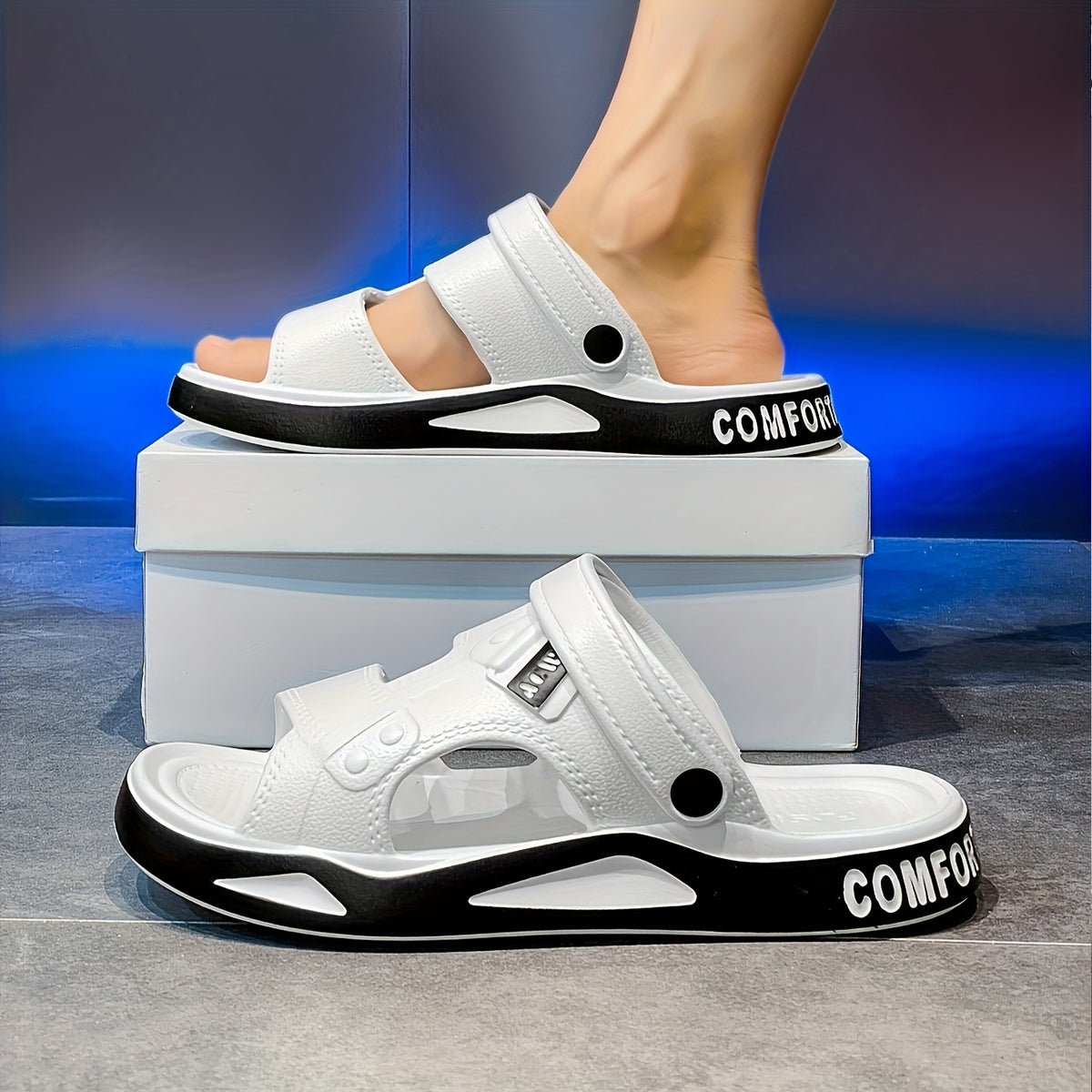 Men's Summer EVA Slip-On Beach Sandals, Non-Slip & Quick Dry
