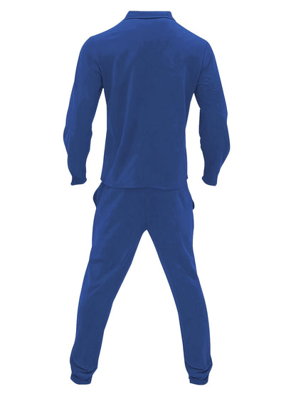 1set Men'S Casual Solid Color Polyester Outfit - Long Sleeve Button-Down Lapel Collar Jacket with Pockets and Drawstring Long Pants Set for Fall/Winter