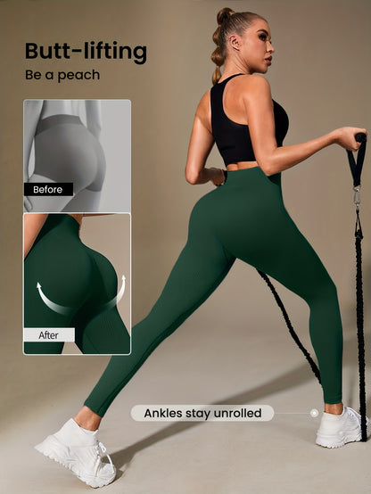 Women's High-Waisted Slimming Ribbed Leggings for Yoga