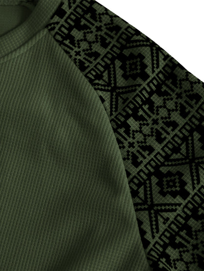 Men'S Long-Sleeve T-Shirt in a Heavy Waffle Knit for Autumn, Perfect for Casual Wear