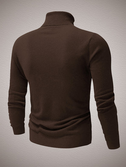 Men's Slim Fit High-Neck Knitted Pullover Sweater for Fall/Winter