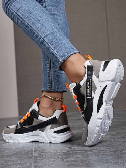 Women's Fashion Sneakers Geometric Pattern Low-Top with EVA Sole, Lace-Up Casual Sports Shoes, Hand-Washable Fabric Inner, All-Season Comfort Footwear with Plain Toe Design