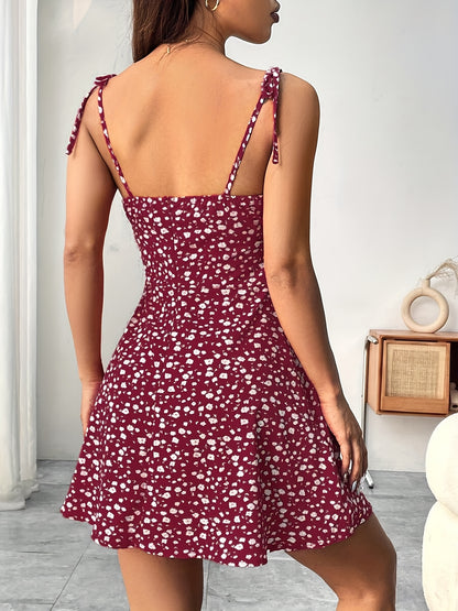 Elegant Women's Spring Mini Slip Dress with Floral Print