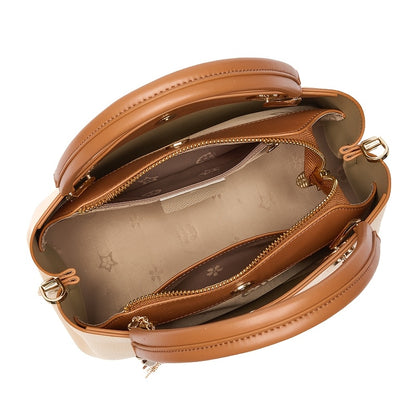 Elegant Large-Capacity Women's Leather Tote Bag with Tassel