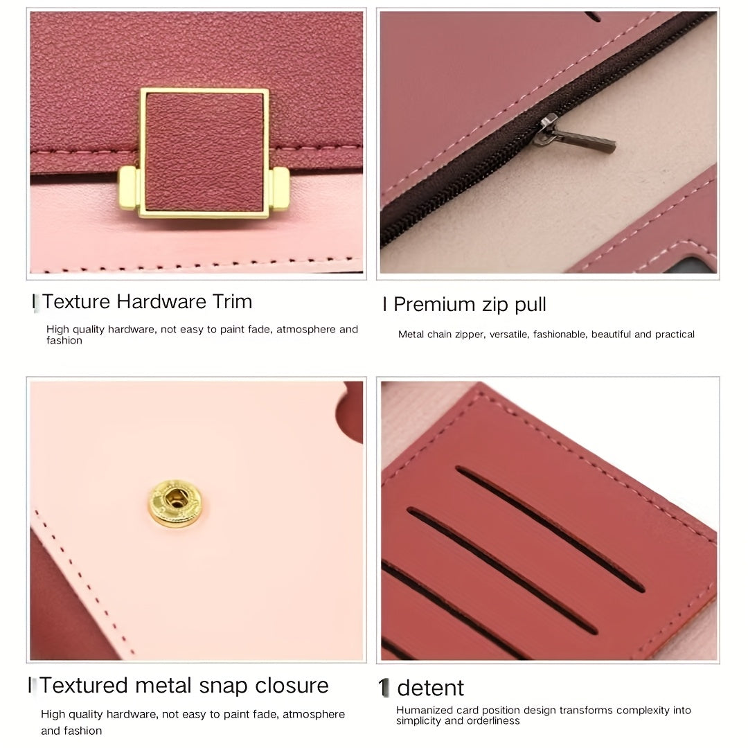 Custom Name Women's Wallet, Personalized Long Foldable Wallet with Contrasting Colors, Large Capacity Multi-Card Slot Wallet, Mother's Day Gift, Birthday Gift, Anniversary Gift, Bridesmaid Favor, Gift for Mom, Valentine's Day