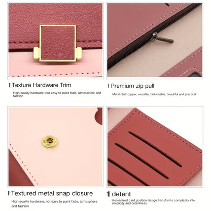 Custom Name Women's Wallet, Personalized Long Foldable Wallet with Contrasting Colors, Large Capacity Multi-Card Slot Wallet, Mother's Day Gift, Birthday Gift, Anniversary Gift, Bridesmaid Favor, Gift for Mom, Valentine's Day