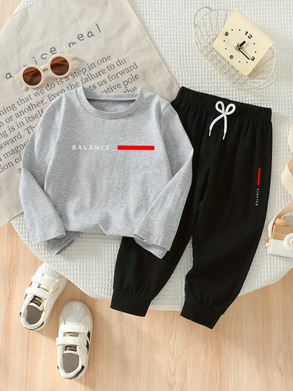 Boys' 2-Piece Cotton Casual Suit - Long Sleeve Shirt & Pants