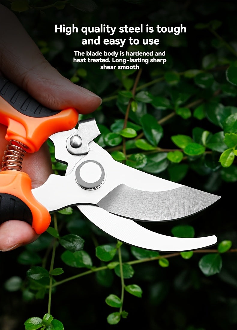 Gardening Scissors | Comfortable Grip, Spring-Assisted, Sharp and Non-Slip, Ideal for Pruning Branches and Flowers, Modern Stainless Steel Blades - ayq