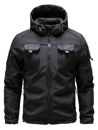 Men's Outdoor 2-Piece Hooded Fleece Jacket & Cargo Pants Set