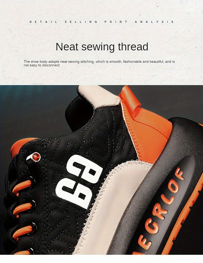 Men'S Large Size Versatile Chinese Style Sneakers - Casual Sports Thick Sole Dad Shoes, Low Top, Elastic Band Closure, Faux Upper, Fabric Lining, Rubber Sole, EVA Insole, Fashion Sneakers