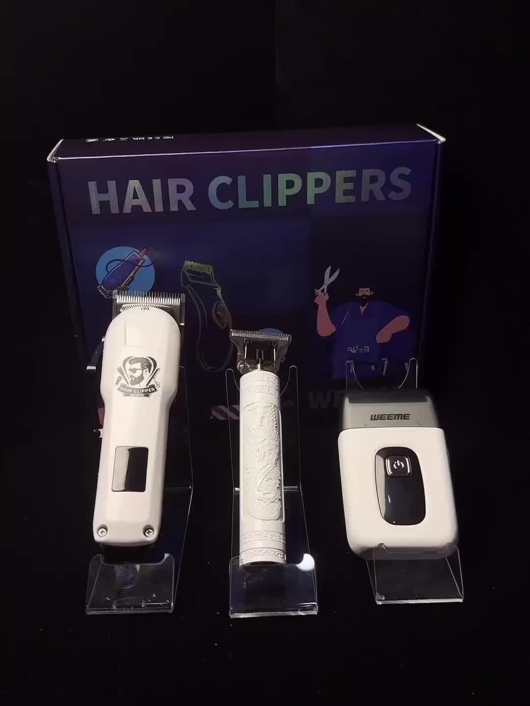 WEEME 3pcs/1Set Men'S Hair Clipper, USB Rechargeable Electric Hair Clipper & Shaver Set with Digital Display, Cordless Hair Trimmer for Home & Salon Use, Perfect Grooming Gift for Men with Smooth Blade, USB Charging, Lithium - ayq