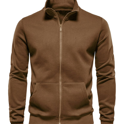 Men'S Lightweight Breathable Zip-Up Jacket - Casual Outdoor Windbreaker with Kangaroo Pocket, Soft Shell Design for Hiking, Fishing, Gym & Streetwear - Spring/Fall Layering Essential, Fishing Attire, Stylish Stand Collar, Dur