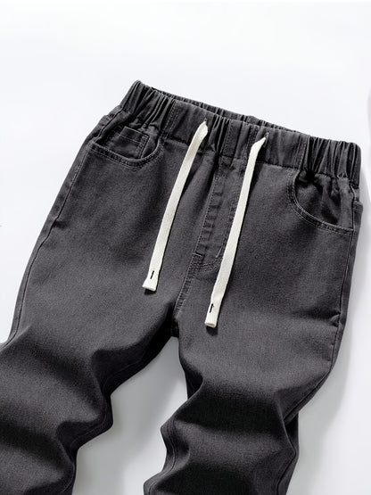 Boys' Slim Fit Denim Jeans with Adjustable Drawstring Waist