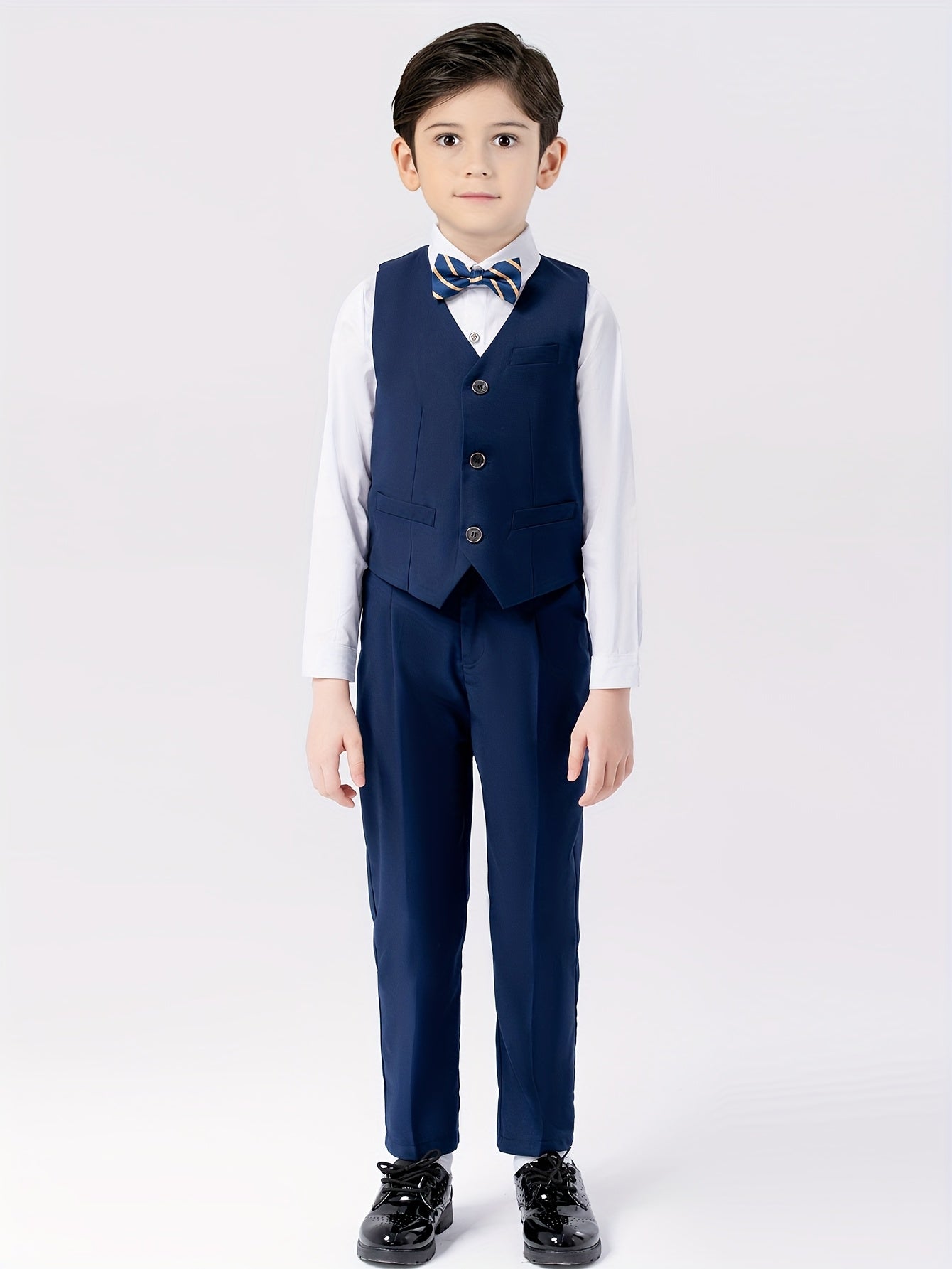 Boys' English Gentleman Vest Set with Bow Tie for Parties