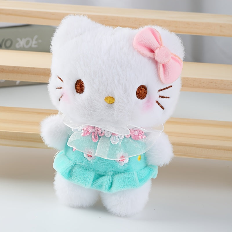 Sanrio Hello Kitty Children's Plush Toy Pendant with Floral Dress, Doll Plush Toy Keychain Backpack Charm, Doll Girl Holiday Birthday Gift