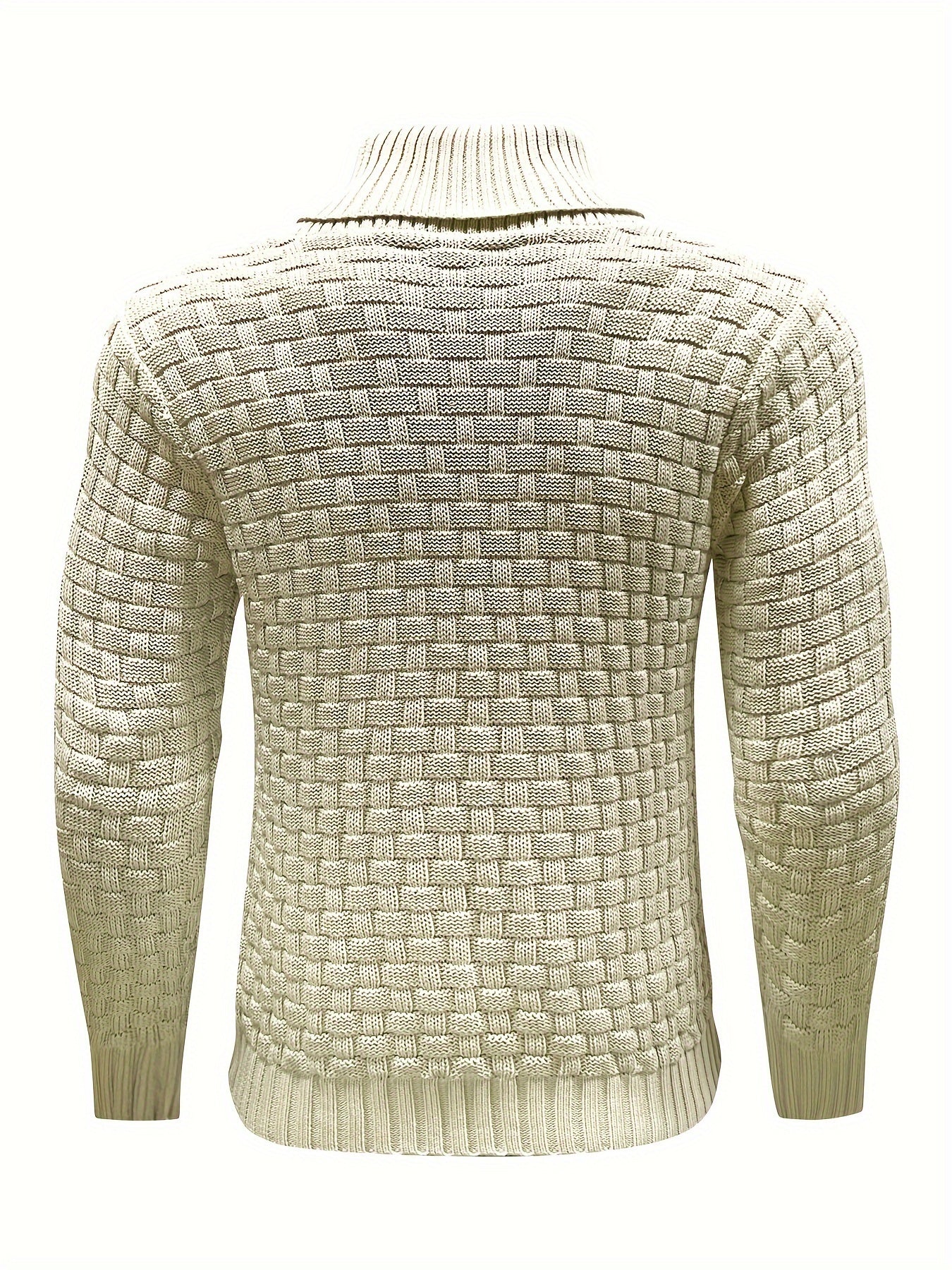 Men's Casual Waffle Pattern High Stretch Sweater, Chic Mature Pullover Sweater For Fall Winter