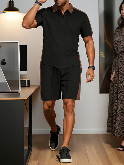 Men's Summer Business Casual Two-Piece Polo and Shorts Set