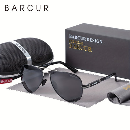 BARCUR Men’s Polarized Pilot Sunglasses Stainless Steel Frame