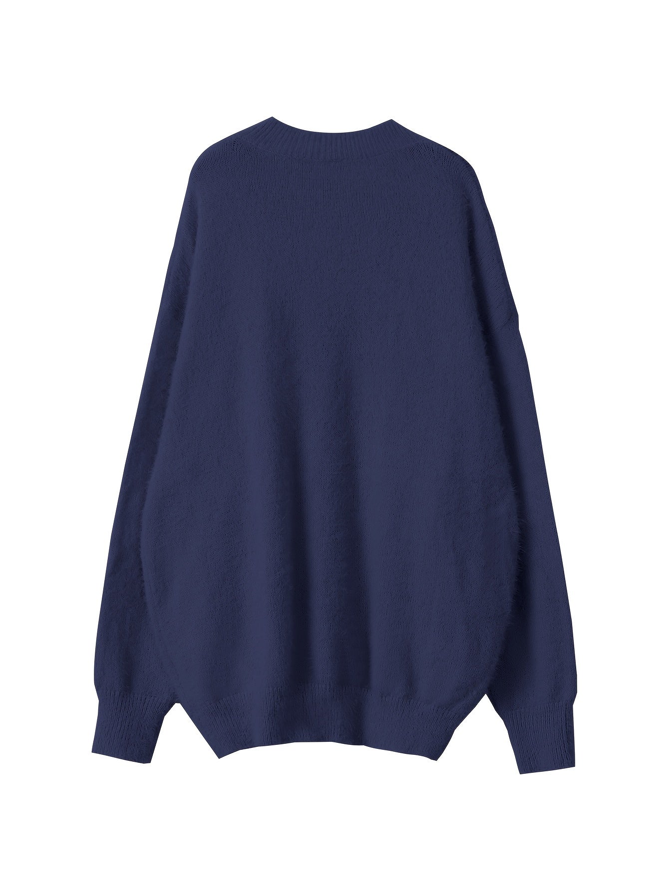 Plus Size - Women'S Cozy Yellow V-Neck Sweater with Pearl Buttons & Fleece-Lined Cuffs - Asymmetrical Hem, Geometric Pattern, Casual Winter Pullover for Casual Attire, Winter Apparel | Vneck Sweater | Pearl Button Details, Sw