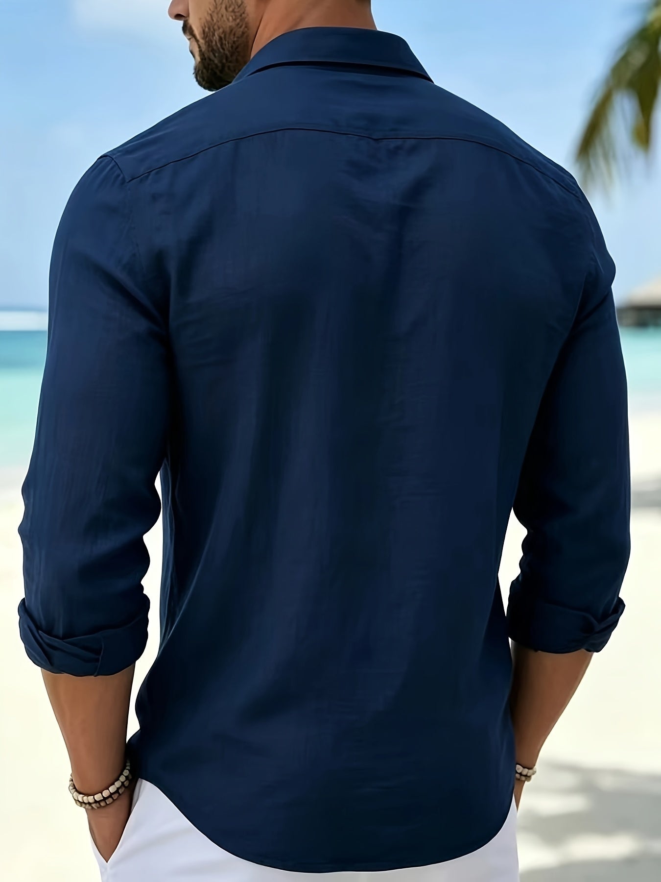 Men's Casual European Style Cotton Linen Button-Up Shirt