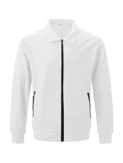 Men's Plain Waffle Zipper Jacket Casual Daily Fashion