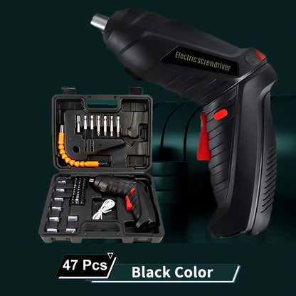 14/47pcs Cordless Electric Screwdriver, Screw Gun, Compact Portable Screwdriver Kit for Electric Drill Sets, Adjustable Design, Durable Battery, High Torque, Includes Various Accessories for Lovers And Professionals