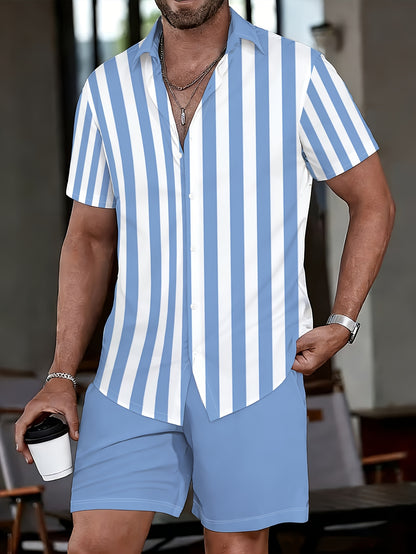 Men's Casual Summer Shirt & Shorts Set with Unique Print