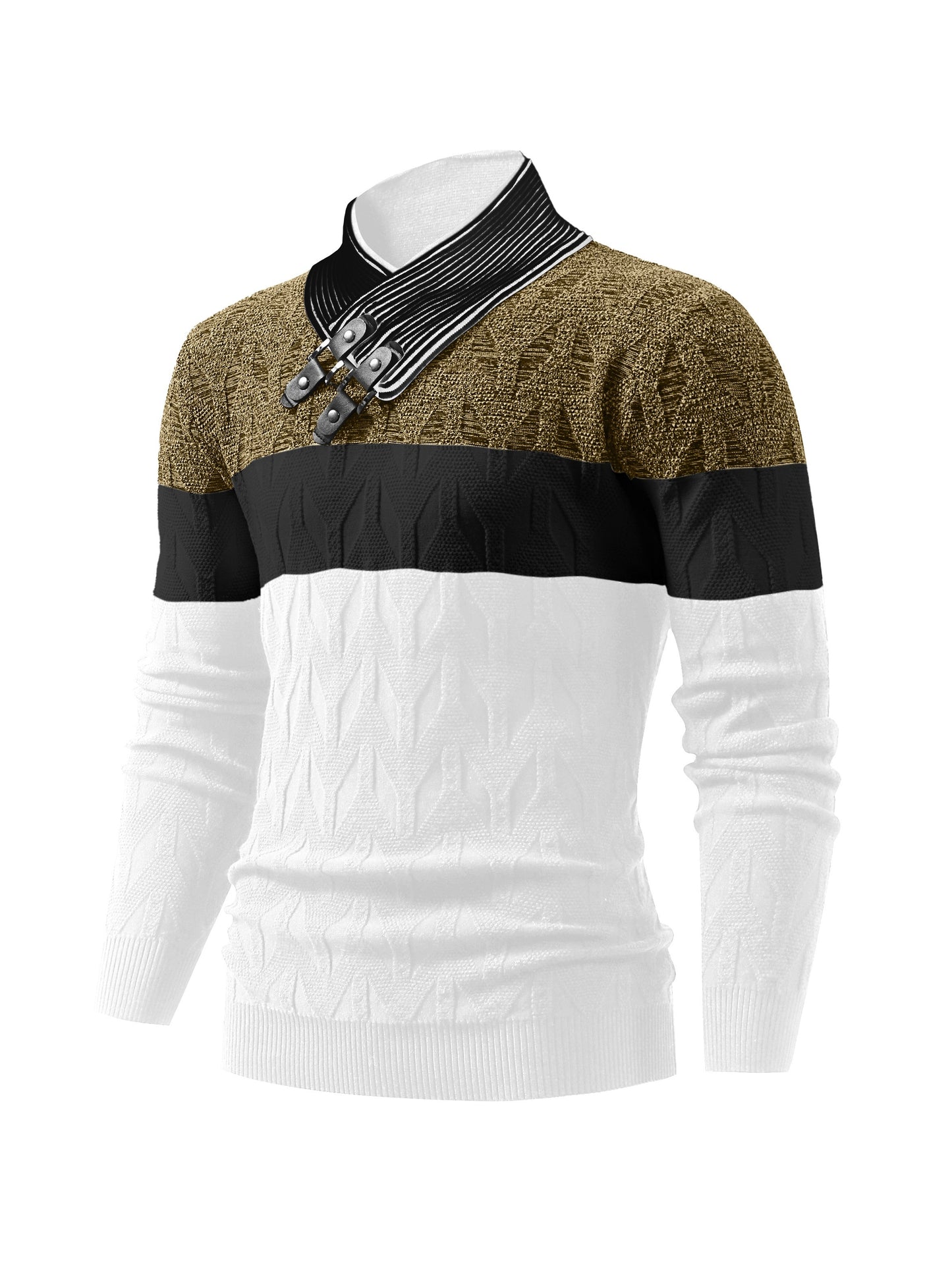 Men'S Fashion Knit Pullover with a Collar for Warmth