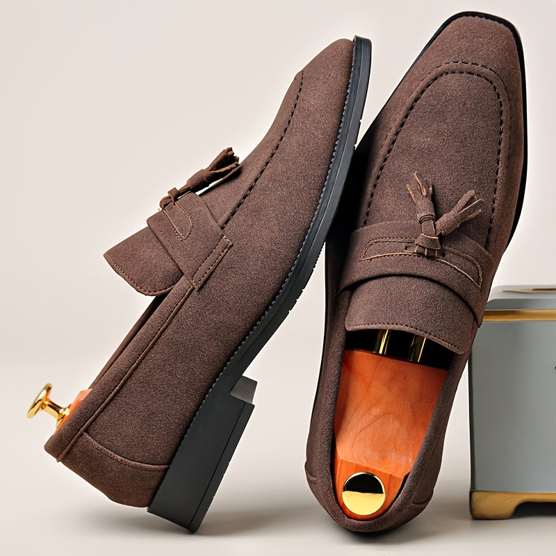 Men's Retro Slip-On Loafers Square Toe Casual & Formal Shoes