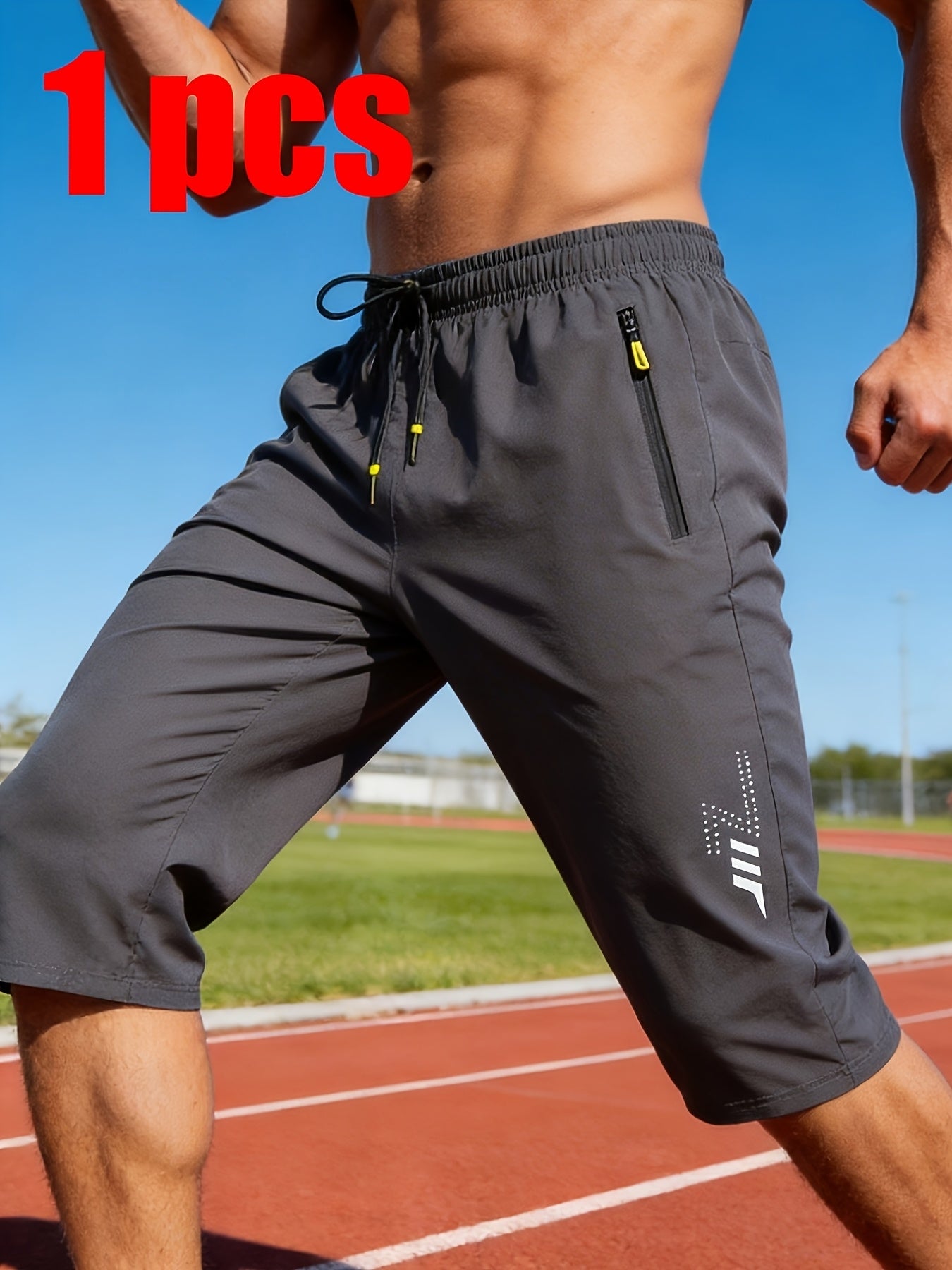 Men's Casual Capri Pants with Reflective Print, Breathable Summer Wear