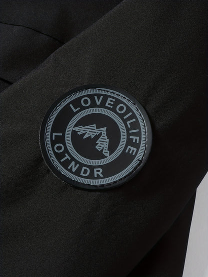 Men'S Stylish Black Hooded Windbreaker Jacket with Zipper Pockets - Casual, Loose Fit, Long Sleeve, Polyester Lining, Perfect for Spring and Fall, Casual Wear Jacket|Hooded Jacket|Zippered Jacke