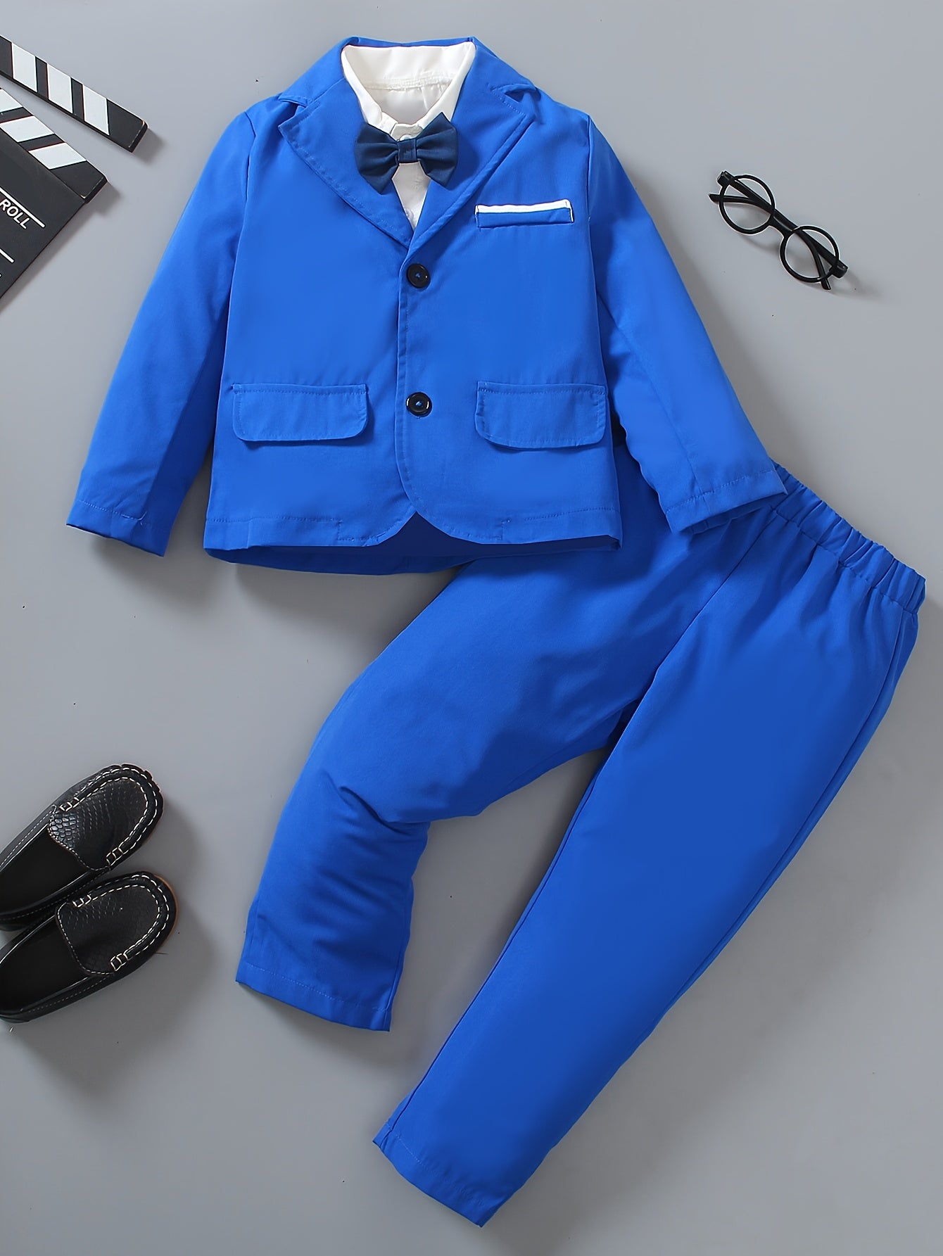 Boys' Solid Color Casual Suit Set for Spring and Autumn