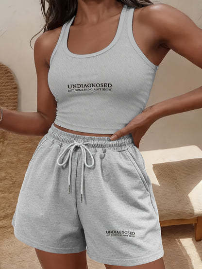 Buttery-Soft Crop Tank & Drawstring Shorts Set for Casual Comfort