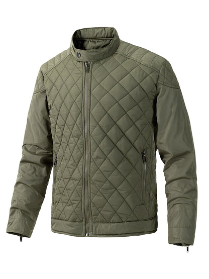Men's Lightweight Padded Jacket with Stand Collar - Slim Fit