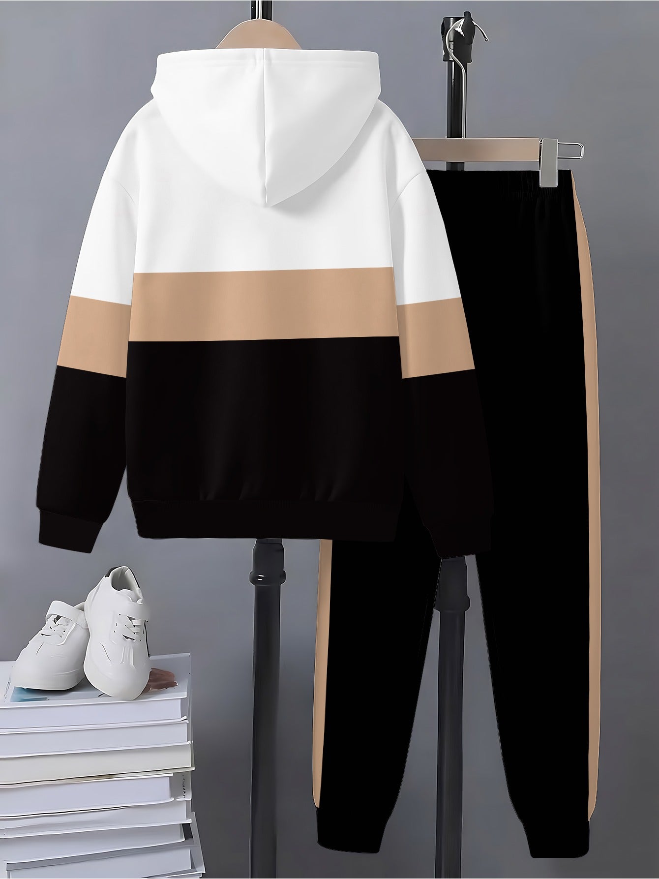 Girls' Casual Zipper Hoodie and Jogger Set for Spring & Fall