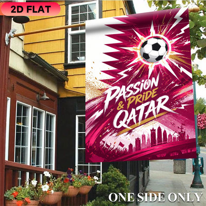 Football Fever Qatar 2D Flat Garden Flag, Polyester, Outdoor Decor