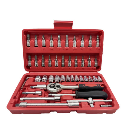 46pcs Heavy-Duty Automotive & Repair Tool Set Suitable for Cars and Bicycles - -in- Tool Kit with Plastic/Metal Tools, Ideal for DIY, Car Maintenance, Repairs - Perfect Father's Day Gift for &