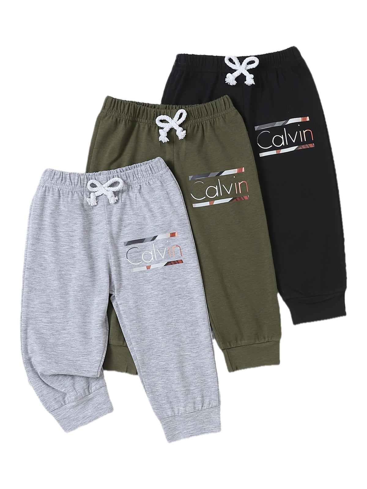 Boys' Casual Long Pants with Alphabet Prints, 3-Pack, Spring/Fall