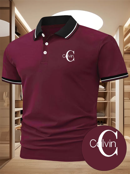 Men'S Polo Shirt with Golf Graphics, Featuring a Comfortable And Stylish Design for Summer. This Short-Sleeve Polo Is Perfect for Casual Wear, Available in Dark Blue And Black, with Printed Letters - ayq