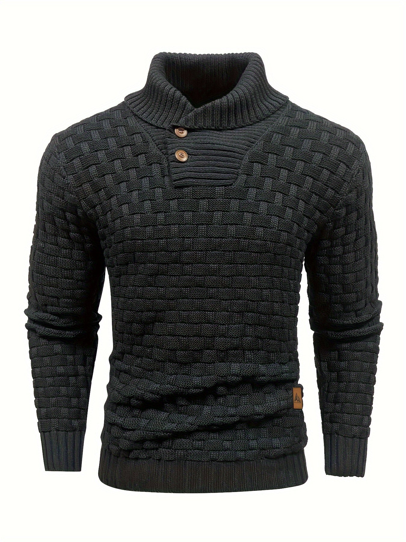 Men's Casual Waffle Pattern High Stretch Sweater, Chic Mature Pullover Sweater For Fall Winter