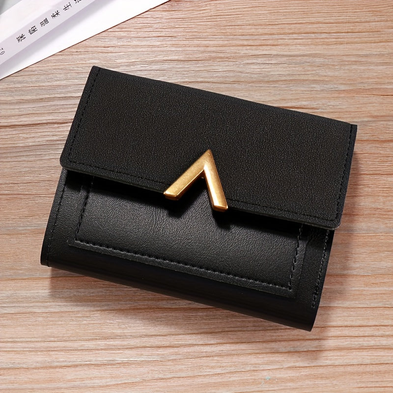 Women's Compact Tri-Fold Wallet - Short Fake Handbag with Snap Closure, Slim Card Holder & Cash Pocket, Casual Everyday Clutch for Smartphones (for women) - Asian Style Purse