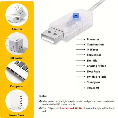 USB-Powered LED Fairy Lights with Remote Control - Copper Silvery Wire Garland for Weddings, Parties, Holidays, Birthdays, Halloween & Christmas Decor